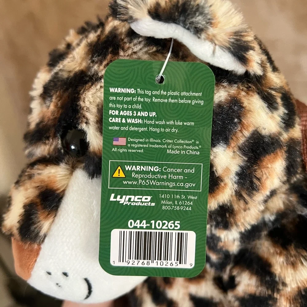 🐆 Plush Leopard Critter Backpack – Gently Used